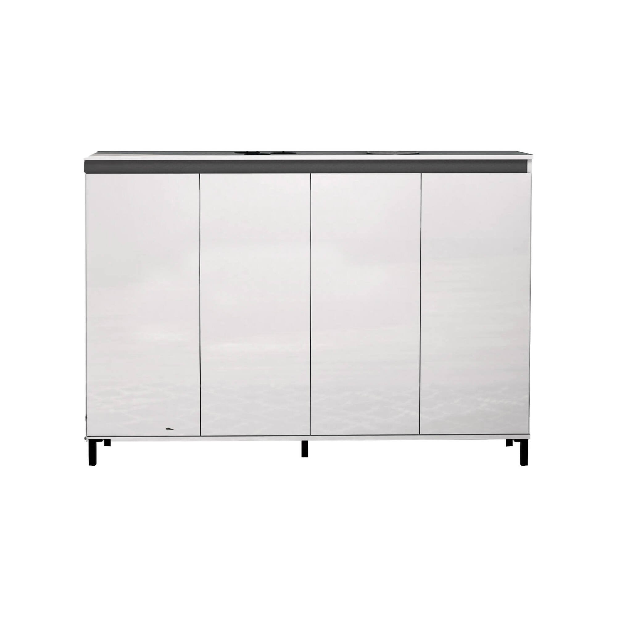Scarpiera Moana, Mobile portascarpe, Armadio da ingresso multiuso, Mobiletto per calzature, Made in Italy, 160x34h115 cm, Bianco lucido e Antracite