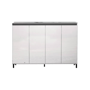 Scarpiera Moana, Mobile portascarpe, Armadio da ingresso multiuso, Mobiletto per calzature, Made in Italy, 160x34h115 cm, Bianco lucido e Antracite
