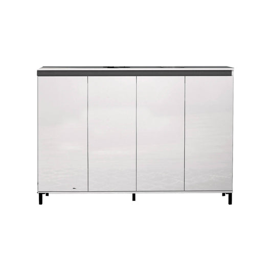 Scarpiera Moana, Mobile portascarpe, Armadio da ingresso multiuso, Mobiletto per calzature, Made in Italy, 160x34h115 cm, Bianco lucido e Antracite