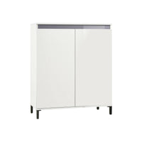 Credenza Iwao, Buffet da soggiorno, Madia da salotto, Dispensa da cucina, Made in Italy, 100x40h110 cm, Bianco lucido e Antracite