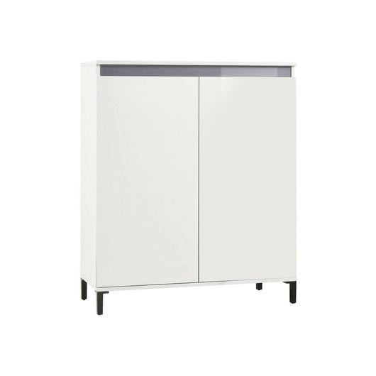 Credenza Iwao, Buffet da soggiorno, Madia da salotto, Dispensa da cucina, Made in Italy, 100x40h110 cm, Bianco lucido e Antracite
