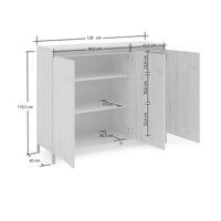 Credenza Averara, Buffet da soggiorno, Madia da salotto, Dispensa da cucina, Made in Italy, 138x110h40 cm, Bianco lucido e Antracite