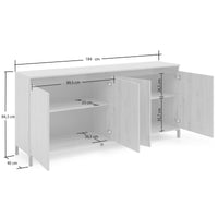 Credenza Basiano, Buffet da soggiorno, Madia da salotto, Dispensa da cucina, Made in Italy, 184x40h84 cm, Rovere Nodi e Antracite