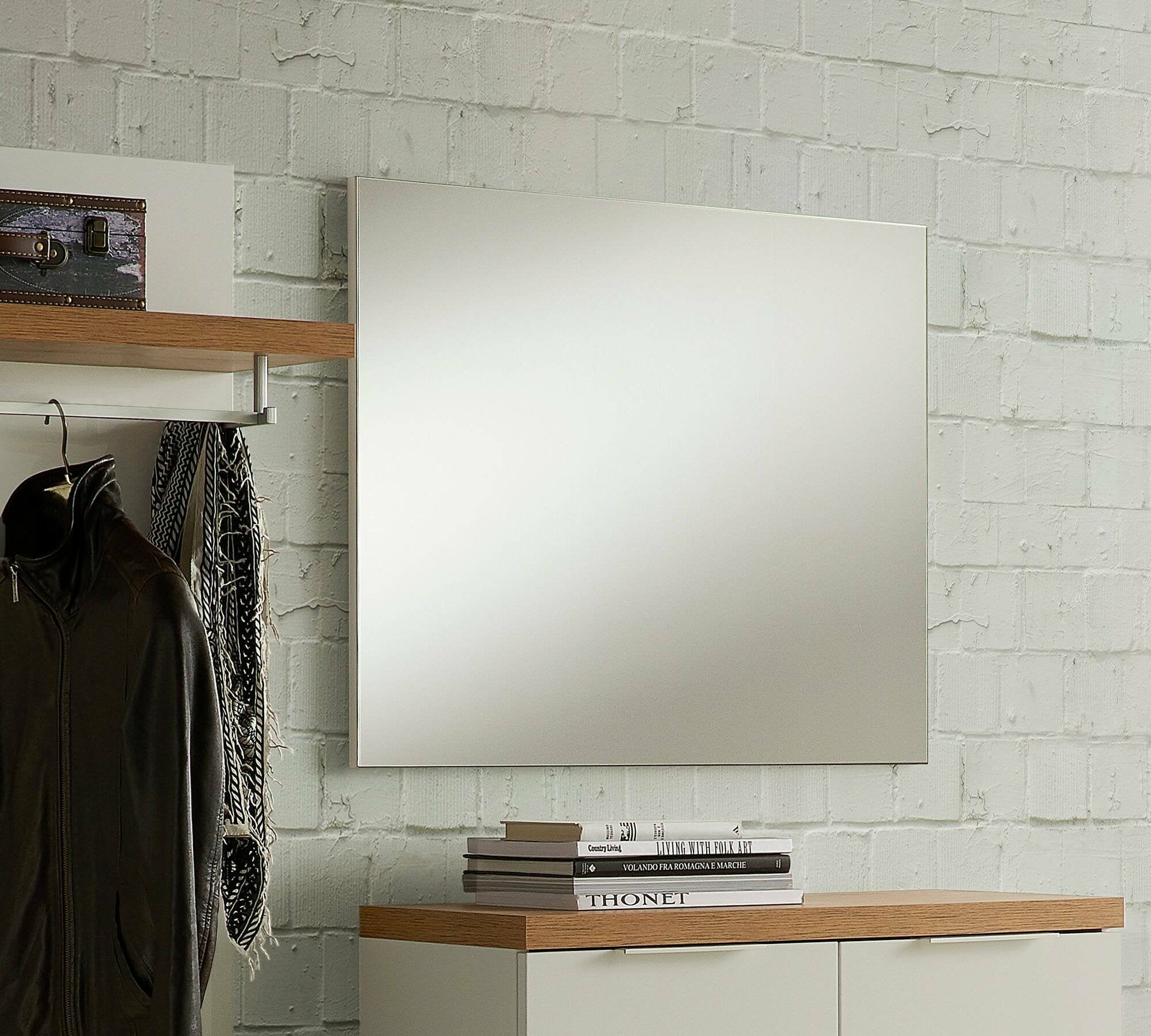 Specchio Cile, Specchiera, Articolo d'arredo a muro, Decorazione con specchio, Made in Italy, Antracite, 80x2h65 cm