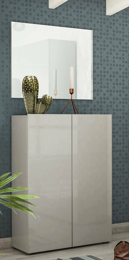 Scarpiera Liberata, Mobile portascarpe, Armadio da ingresso multiuso, Mobiletto per calzature, Made in Italy, 80x34h115 cm, Grigio