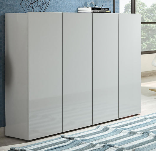 Scarpiera Abdul, Mobile portascarpe, Armadio da ingresso multiuso, Mobiletto per calzature, Made in Italy, 160x34h115 cm, Grigio