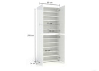 Scarpiera Antaleone, Mobile portascarpe, Armadio da ingresso multiuso, Mobiletto per calzature, Made in Italy, 80x34h200 cm, Bianco lucido