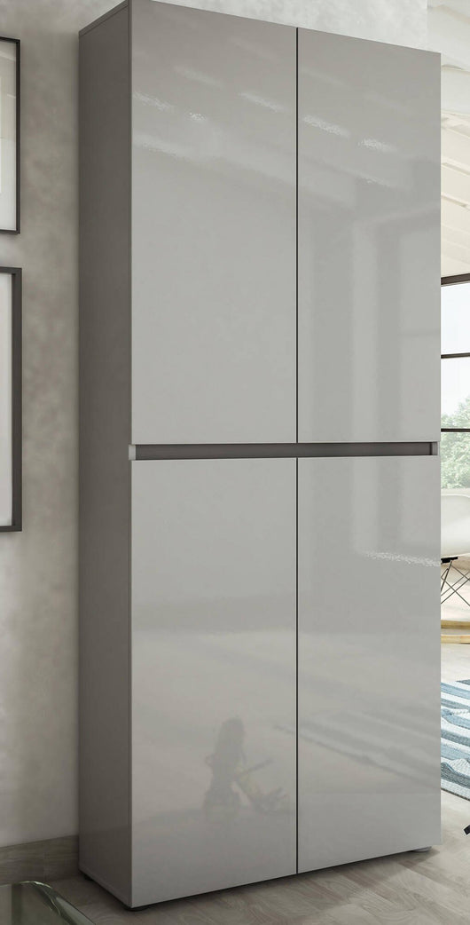 Scarpiera Antaleone, Mobile portascarpe, Armadio da ingresso multiuso, Mobiletto per calzature, Made in Italy, 80x34h200 cm, Grigio