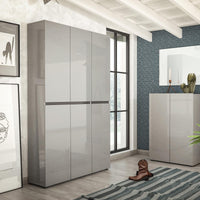Scarpiera Diva, Mobile portascarpe, Armadio da ingresso multiuso, Mobiletto per calzature, Made in Italy, 122x34h200 cm, Grigio