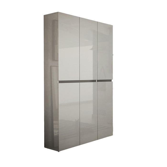 Scarpiera Diva, Mobile portascarpe, Armadio da ingresso multiuso, Mobiletto per calzature, Made in Italy, 122x34h200 cm, Grigio