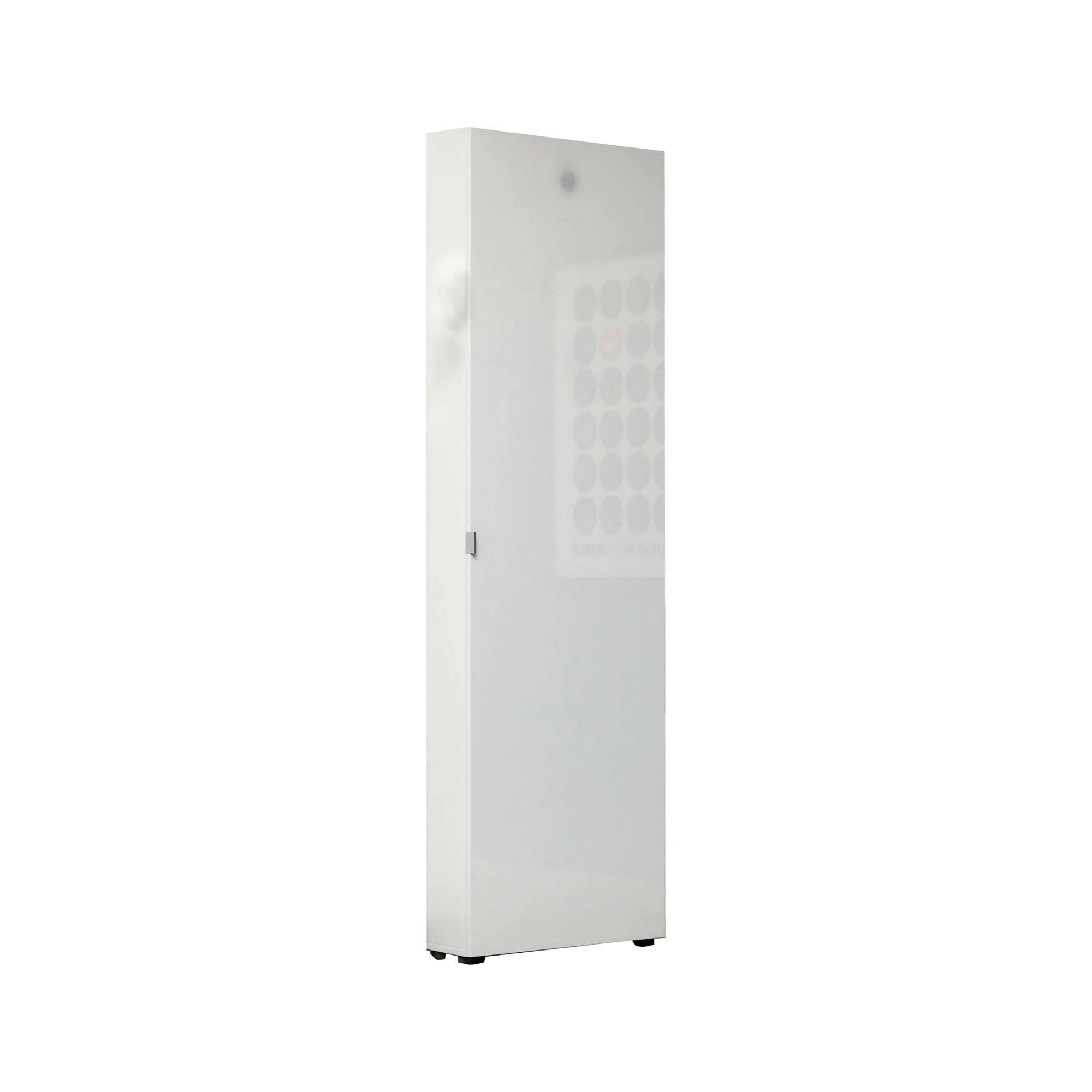 Ippolita, Armadio Multiuso 1 Anta 11 Ripiani Made in Italy, 60x200h cm Bianco Lucido