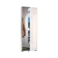 Armadio multiuso 2 ante Crisocolla, Mobile multifunzionale, Mobiletto scarpiera, Guardaroba porta scarpe, Made in Italy, 70x19h200 cm, Bianco lucido