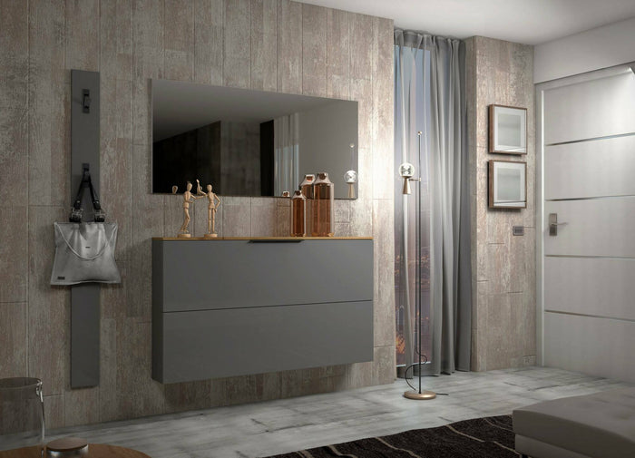 Appendiabiti Ascrea, Attaccapanni, Portabiti multiuso, Appendiabiti da parete, Made in Italy, 15x2h170 cm, Grigio e Antracite