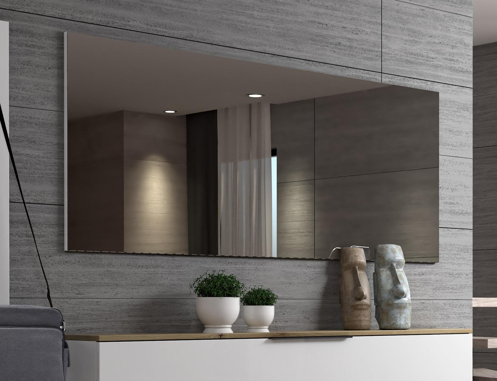 Specchio Ayana, Specchiera, Articolo d'arredo a muro, Decorazione con specchio, Made in Italy, 160x2h65 cm, Bianco lucido