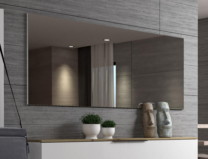 Specchio Ayana, Specchiera, Articolo d'arredo a muro, Decorazione con specchio, Made in Italy, 160x2h65 cm, Bianco lucido