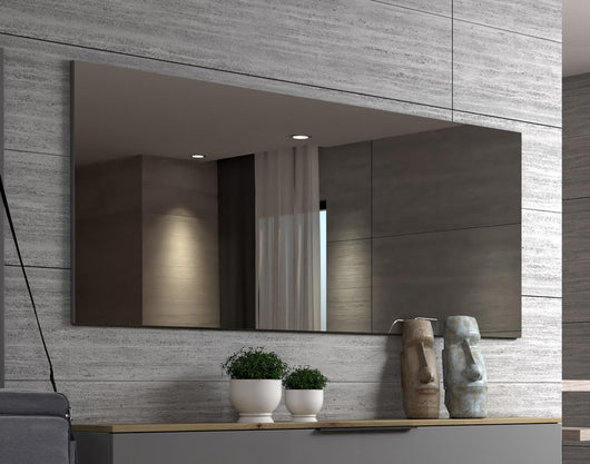 Specchio Ayana, Specchiera, Articolo d'arredo a muro, Decorazione con specchio, Made in Italy, 160x2h65 cm, Grigio