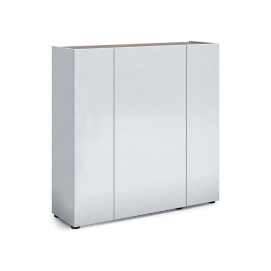 Scarpiera Arrone, Mobile portascarpe, Armadio da ingresso multiuso, Mobiletto per calzature, Made in Italy, 116x35h115 cm, Bianco lucido e Rovere