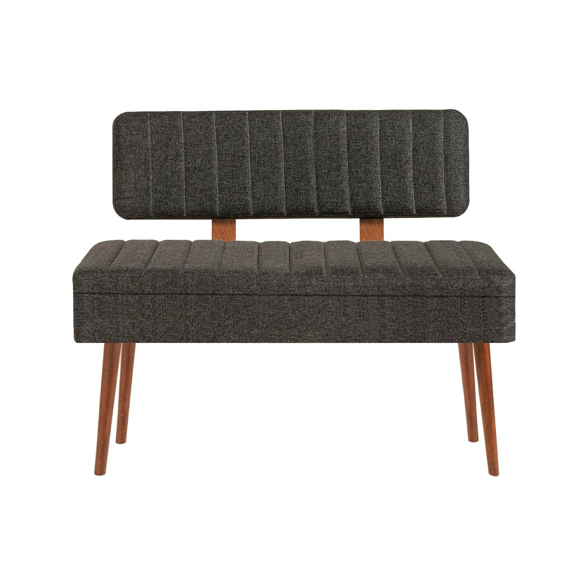 Panca Salento, Panchina multiuso, Seduta per ospiti, Cassapanca multifunzione, 90x39h40 cm, Noce e Antracite