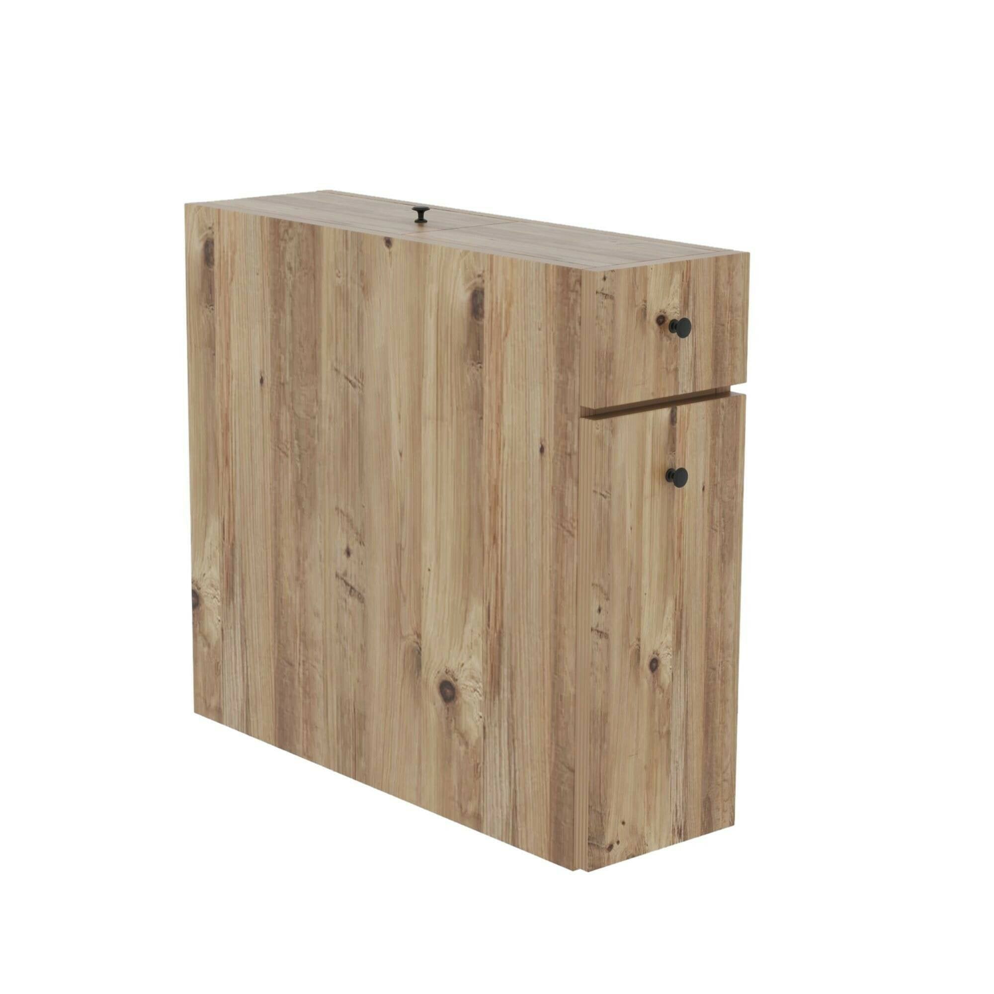 Mobile sottolavabo Isidora, Mobiletto da bagno, Contenitore porta lavabo, Armadio per lavandino, 20x60h55 cm, Quercia