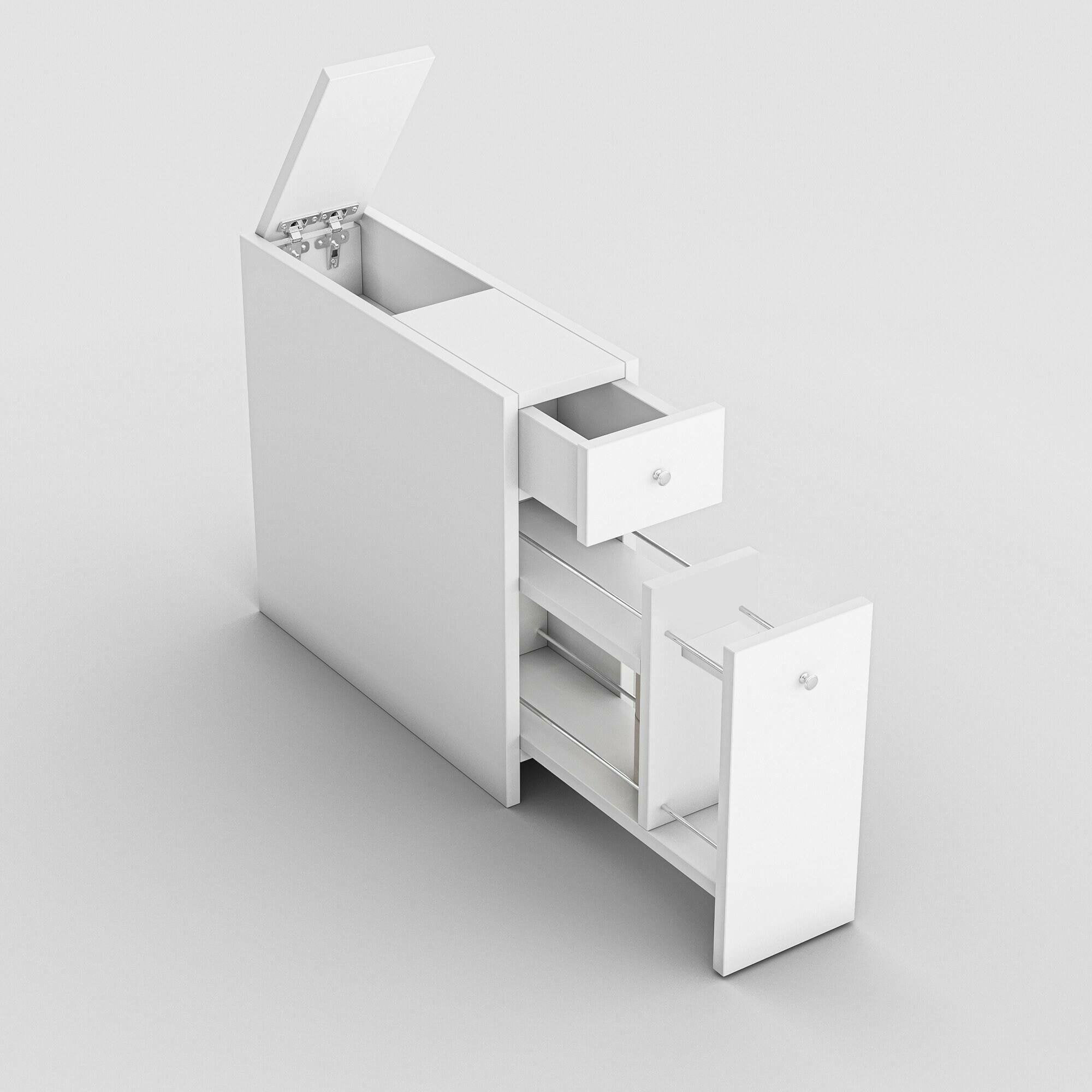 Mobile sottolavabo Isidora, Mobiletto da bagno, Contenitore porta lavabo, Armadio per lavandino, 20x60h55 cm, Bianco