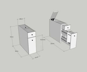 Mobile sottolavabo Isidora, Mobiletto da bagno, Contenitore porta lavabo, Armadio per lavandino, 20x60h55 cm, Bianco