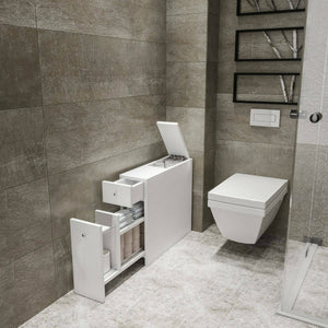 Mobile sottolavabo Isidora, Mobiletto da bagno, Contenitore porta lavabo, Armadio per lavandino, 20x60h55 cm, Bianco
