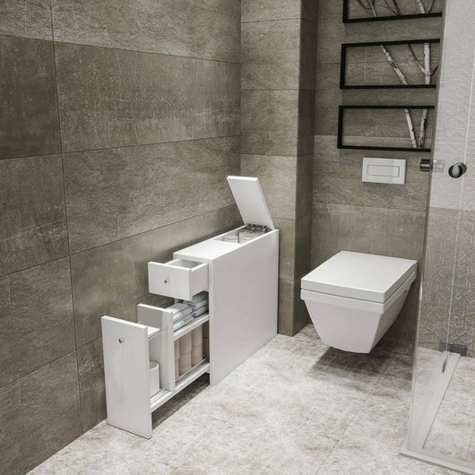 Mobile sottolavabo Isidora, Mobiletto da bagno, Contenitore porta lavabo, Armadio per lavandino, 20x60h55 cm, Bianco