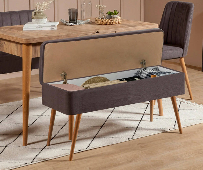 Panca Falcon, Panchina multiuso, Seduta per ospiti, Cassapanca multifunzione, 90x39h40 cm, Noce e Antracite