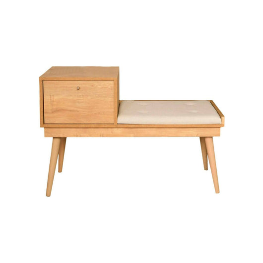 Panca Asolo, Panchina multiuso, Seduta per ospiti, Cassapanca multifunzione, 40x105h45 cm, Quercia e Crema