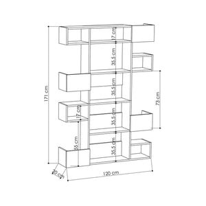 Libreria Artich, Scaffale da ufficio, Mobile portalibri, Biblioteca, 120x25h171 cm, Quercia e Antracite
