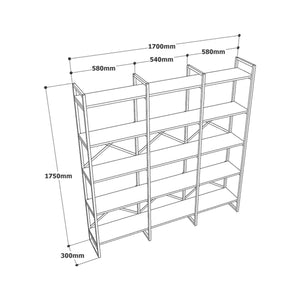 Libreria Gauro, Scaffale da ufficio, Mobile portalibri, Biblioteca, 170x30h175 cm, Quercia