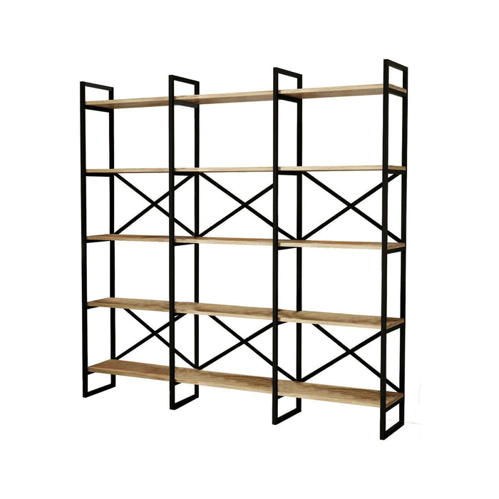 Libreria Gauro, Scaffale da ufficio, Mobile portalibri, Biblioteca, 170x30h175 cm, Quercia