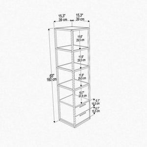 Libreria Arsim, Scaffale da ufficio, Mobile portalibri, Biblioteca, 39x39h169 cm, Oro e Bianco