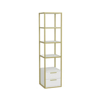 Libreria Arsim, Scaffale da ufficio, Mobile portalibri, Biblioteca, 39x39h169 cm, Oro e Bianco