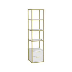 Libreria Arsim, Scaffale da ufficio, Mobile portalibri, Biblioteca, 39x39h169 cm, Oro e Bianco