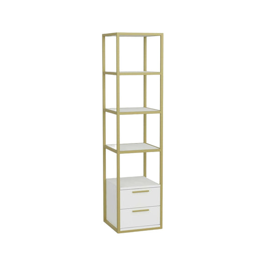 Libreria Arsim, Scaffale da ufficio, Mobile portalibri, Biblioteca, 39x39h169 cm, Oro e Bianco