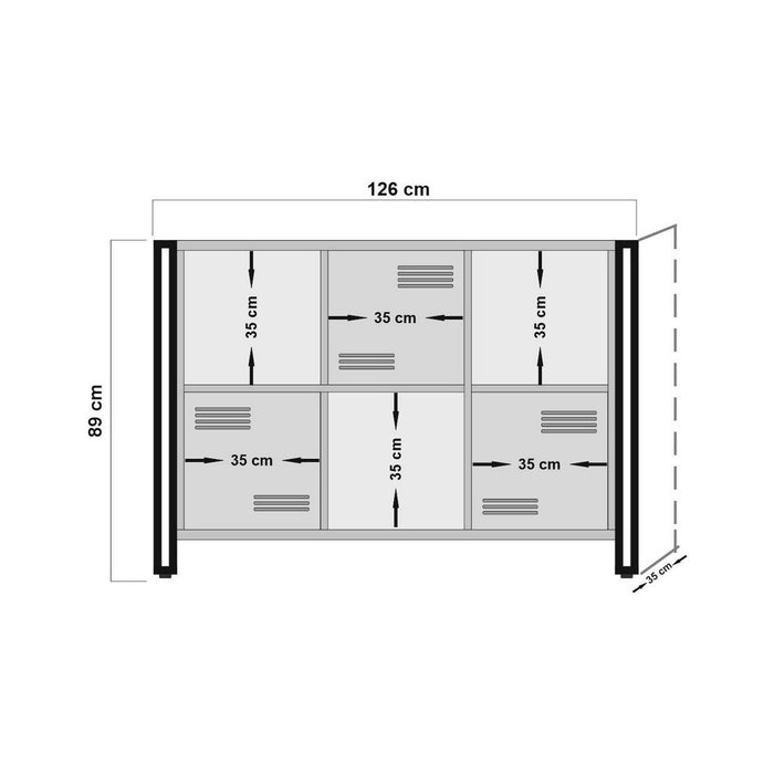Libreria Ercolina, Scaffale da ufficio, Mobile portalibri, Biblioteca, 126x35h89 cm, Quercia e Nero