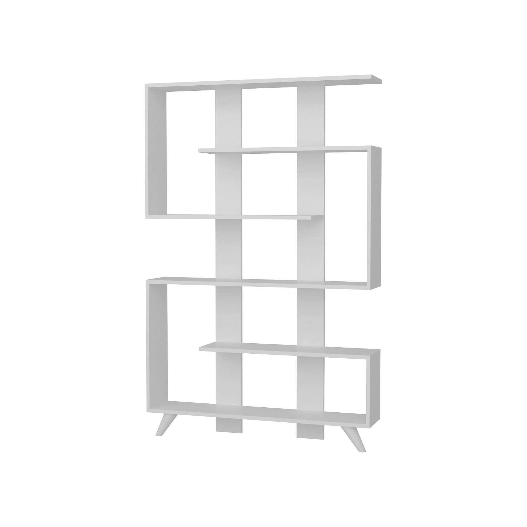 Libreria Spodumene, Scaffale da ufficio, Mobile portalibri, Biblioteca, 120x20h162 cm, Bianco