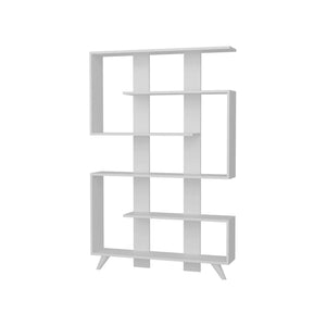 Libreria Spodumene, Scaffale da ufficio, Mobile portalibri, Biblioteca, 120x20h162 cm, Bianco