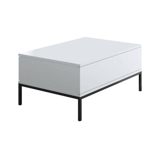 Tavolino da salotto Vespero, Tavolo basso da caffè, Portariviste per divano, Ripiano da soggiorno, 90x60h40 cm, Bianco e Nero