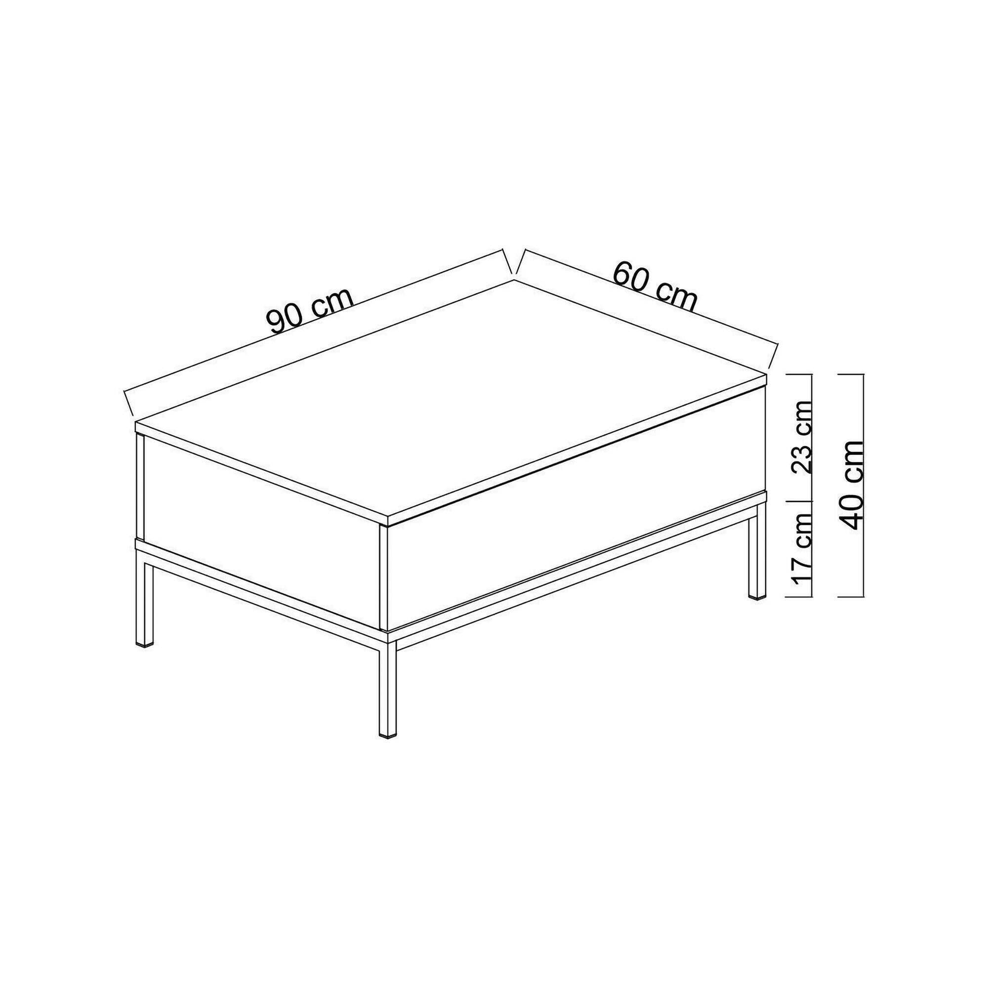 Tavolino da salotto Vespero, Tavolo basso da caffè, Portariviste per divano, Ripiano da soggiorno, 90x60h40 cm, Bianco e Argento