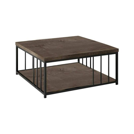 Tavolino da salotto Raiden, Tavolo basso da caffè, Portariviste per divano, Ripiano da soggiorno, 90x90h40 cm, Noce e Nero