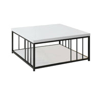 Tavolino da salotto Raiden, Tavolo basso da caffè, Portariviste per divano, Ripiano da soggiorno, 90x90h40 cm, Bianco e Nero