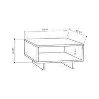 Tavolino da salotto Elvira, Tavolo basso da caffè, Portariviste per divano, Ripiano da soggiorno, 60x60h32 cm, Quercia e Antracite