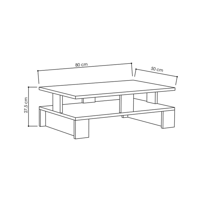 Tavolino da salotto Telescopio, Tavolo basso da caffè, Portariviste per divano, Ripiano da soggiorno, 80x50h28 cm, Antracite