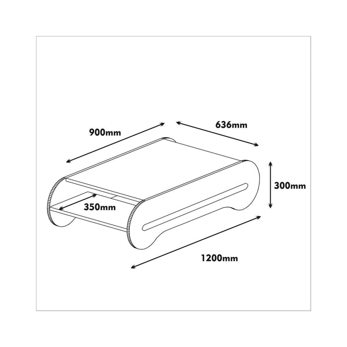 Tavolino da salotto Anz, Tavolo basso da caffè, Portariviste per divano, Ripiano da soggiorno, 120x64h30 cm, Noce e Bianco