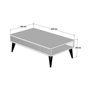 Tavolino da salotto Atrani, Tavolo basso da caffè, Portariviste per divano, Ripiano da soggiorno, 105x60h35 cm, Noce e Bianco