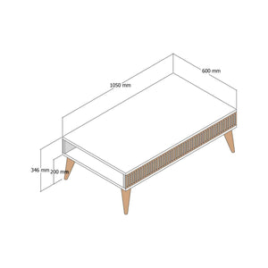 Tavolino da salotto Atrani, Tavolo basso da caffè, Portariviste per divano, Ripiano da soggiorno, 105x60h35 cm, Noce e Antracite