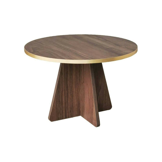 Tavolino da salotto Armanda, Tavolo basso da caffè, Portariviste per divano, Ripiano da soggiorno, 60x60h40 cm, Oro e Noce