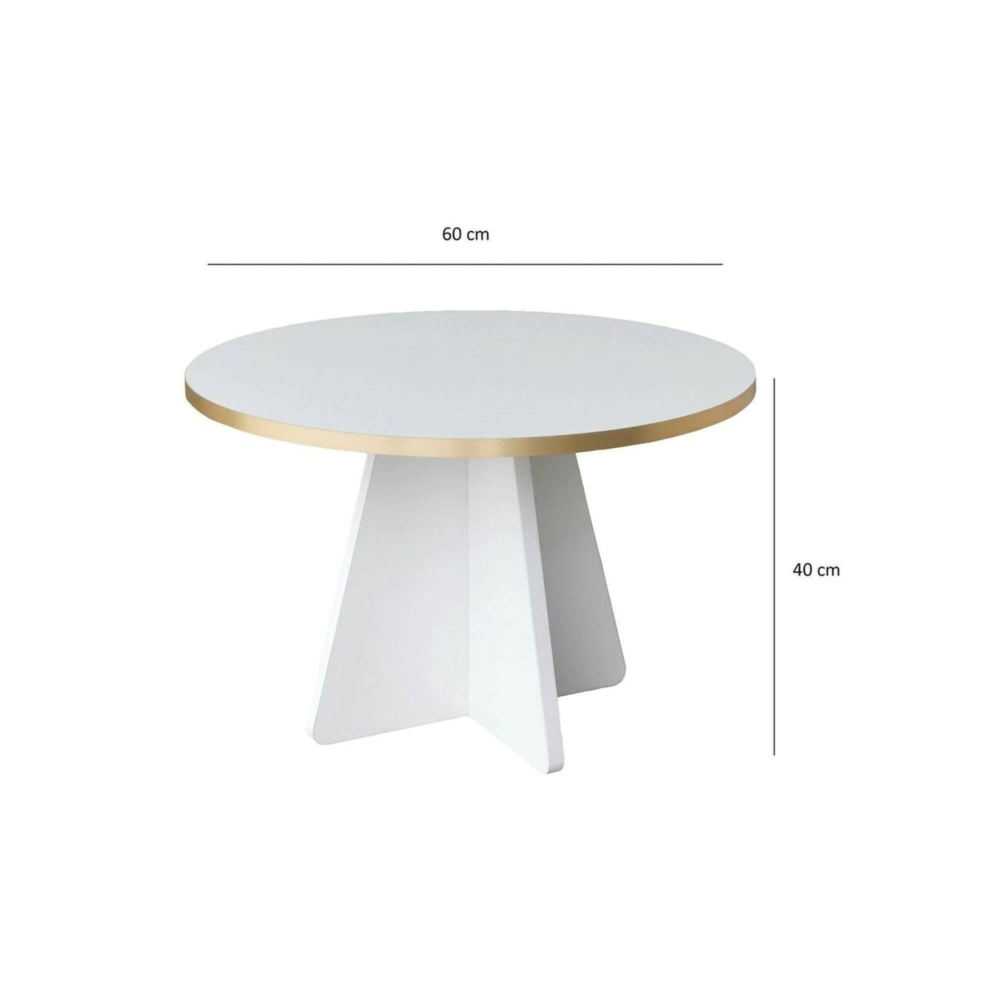 Tavolino da salotto Armanda, Tavolo basso da caffè, Portariviste per divano, Ripiano da soggiorno, 60x60h40 cm, Oro e Bianco